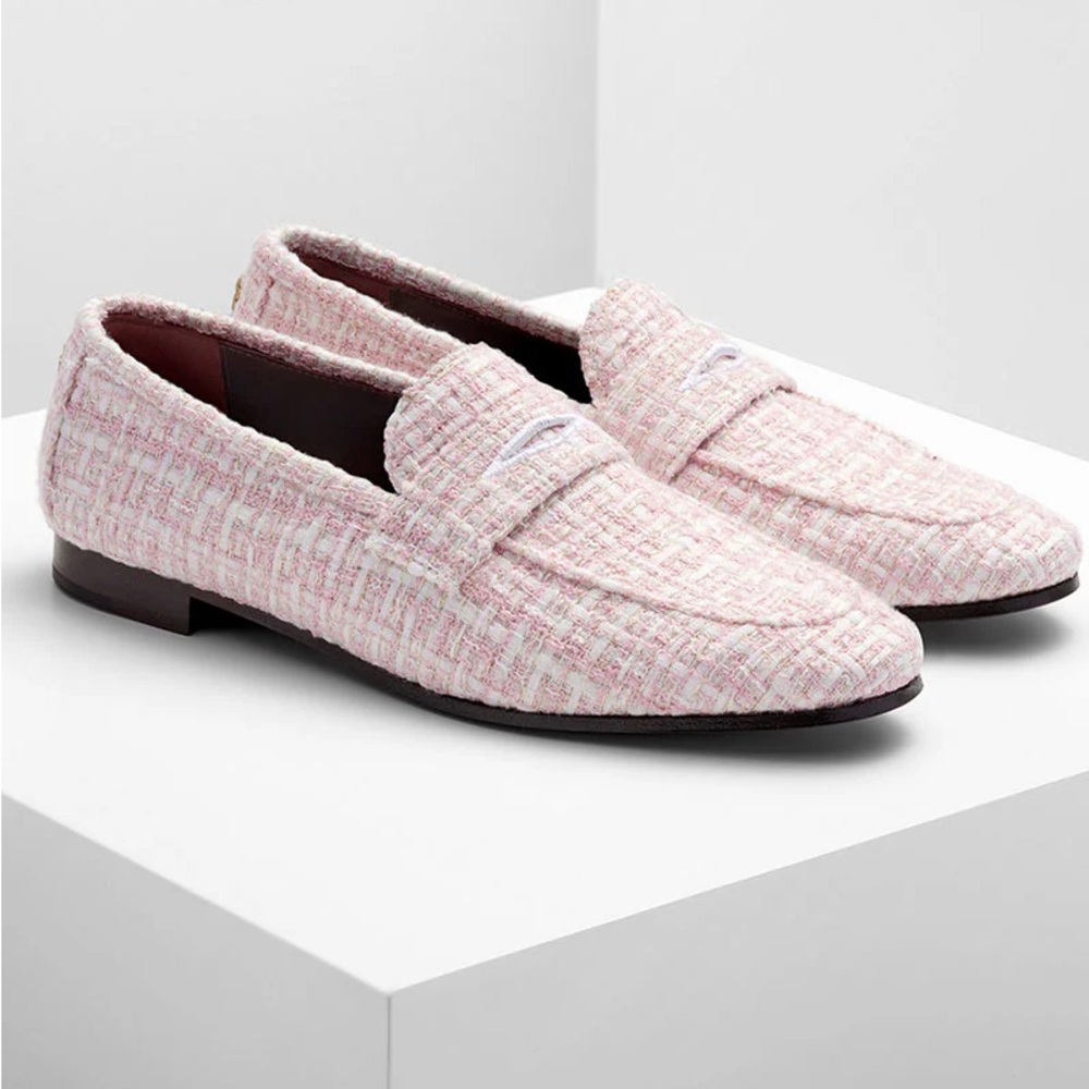 Bougeotte Pink Tweed Loafers